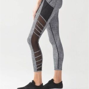 Lululemon Black and Gray High-Waisted Leggings with Mesh Panels